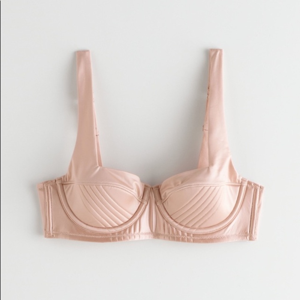 & Other Stories Satin Topstitched Underwire Bra 34B BNWT